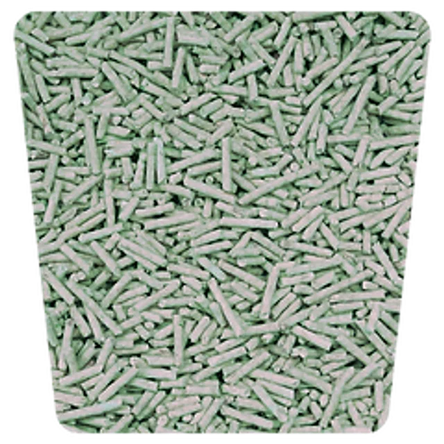 Green colored cat litter granules